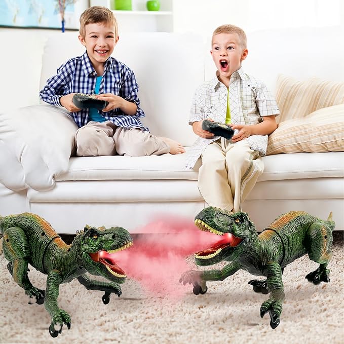 Remote Control Dinosaur for Boys 4-7, Robot Dinosaur Toys for Kids 5-7, rc Dinosaur with Realistic Legs & Spray Stream,Remote Dinosaur Toys for Kids3 4 5 6 7 Year Old boy Birthday Gift (Green)