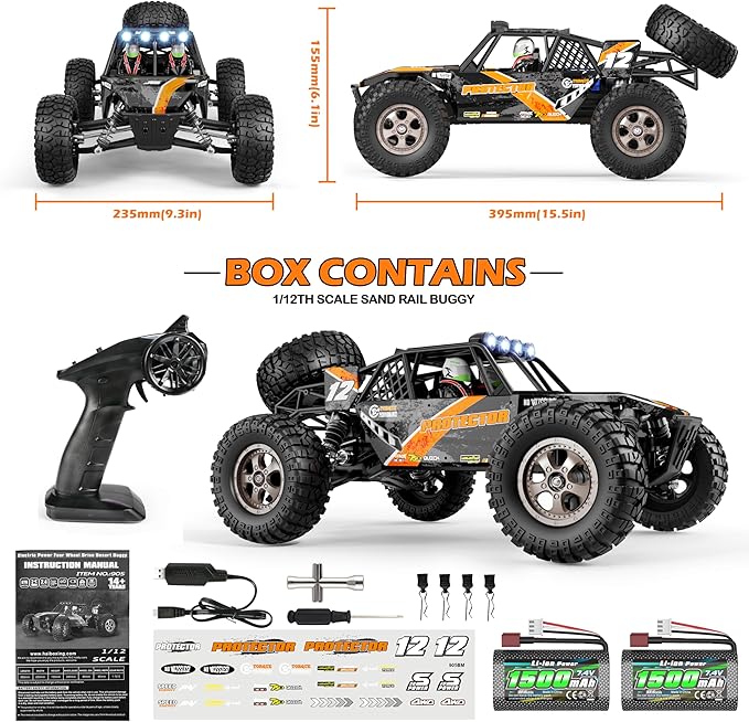 HAIBOXING Remote Control Car,1:12 Scale 4x4 RC Cars Protector 38+ KM/H Speed, 2.4G All-Terrain Off-Road Truck Toy Gifts for Boys and Adults Included Two Rechargeable Batteries Provide 40+ Min Playtime
