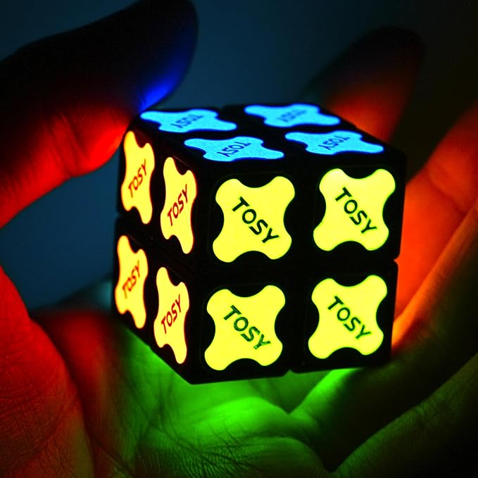 TOSY Magnet Cube 2x2 - 8 Blocks, 2 in 1 Toy: 2x2x2 Puzzle Cube and Customizable Infinity Cube, Glowing, UV Flashlight, Fidget/Sensory/STEAM Magnet Tiles Birthday Gift for Kids/Teens/Adults