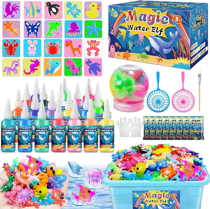 Magic Water Elf Toy Kit, Aqua Fairy Water Gel Kit for Kids, Squishy Maker with 20 DIY Models and 20 Colors, Magic Gel Water Pets Compatible with Boys & Girls Gift Aged 3+