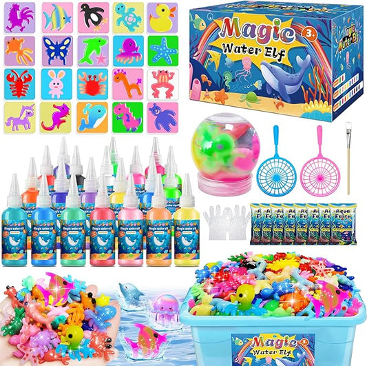 Magic Water Elf Toy Kit, Aqua Fairy Water Gel Kit for Kids, Squishy Maker with 20 DIY Models and 20 Colors, Magic Gel Water Pets Compatible with Boys & Girls Gift Aged 3+