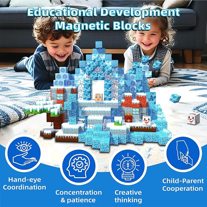 Magnetic Blocks, 120PCS Magnetic Building Blocks Magnet Cubes STEM Montessori Sensory Educational Toys for Kids Boys Girls Ages 3 4 5 6 7 8 9 10 Birthday Gifts