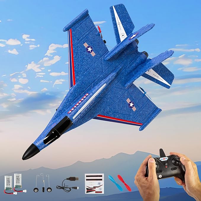 GhostXIII RC Plane - Durable RC Airplane with Shock-Absoring Peak - Long-Lasting Remote Control Airplane with 2 Batteries Included - RC Planes for Beginners with 2.4 GHz Connection