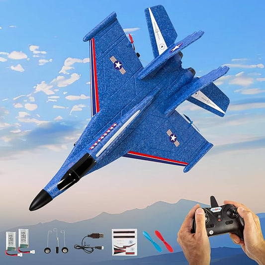 GhostXIII RC Plane - Durable RC Airplane with Shock-Absoring Peak - Long-Lasting Remote Control Airplane with 2 Batteries Included - RC Planes for Beginners with 2.4 GHz Connection
