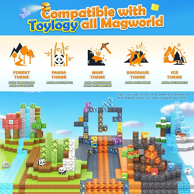 120PCS Magnetic Blocks-Build Mine Magnet World Ice & Sword Edition, Building Blocks Kids Toys STEM Sensory Toys for Ages 3-4 5-7 8-13, Gifts for 3 4 5 6 7 8 Year Old Boys Girls