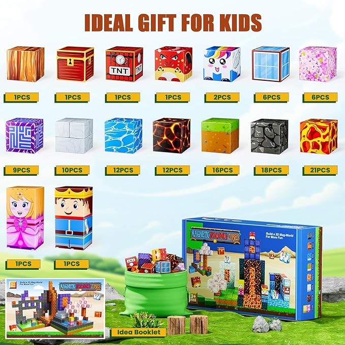 Magnetic Blocks - Build Magnet World Magic Portal Set, Magnetic Tiles Building Blocks Toddler Toys STEM Sensory Outdoor Toys for 3+ Year Old Boys & Girls, Creative Kids Games Kids Toys-120PCS