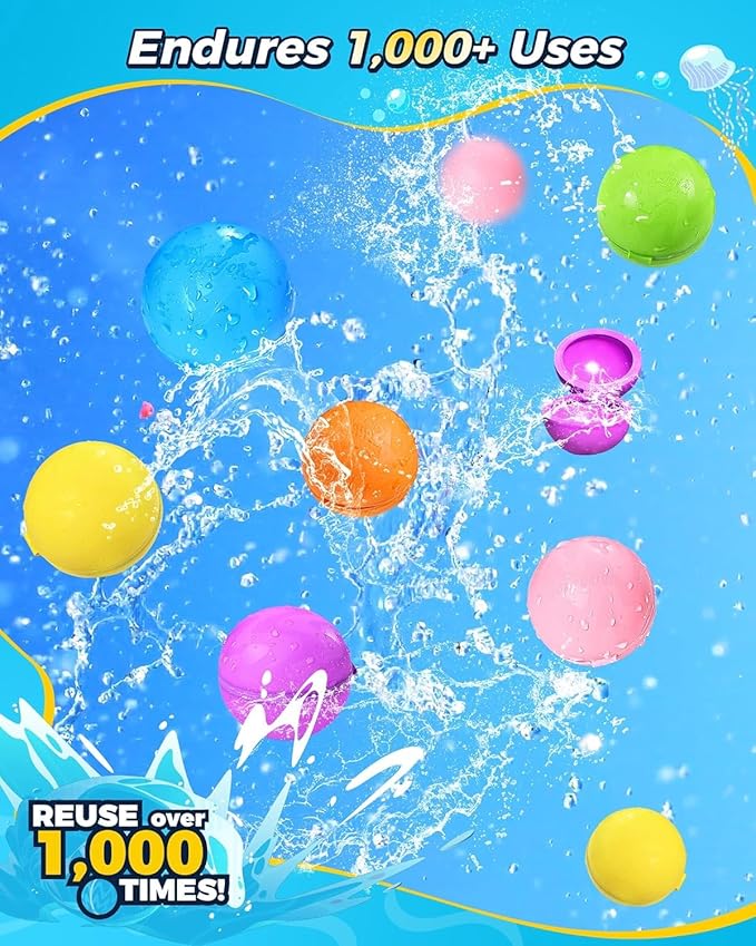 Reusable Water Bomb balloons, Magnetic Refillable Water balls - Pool Toys for Boys and Girls, Beach Outdoor Activities Water Games Toy for kids Self Sealing Water Splash Ball (25Pack)