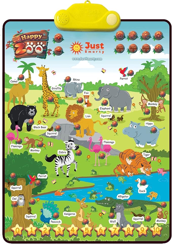Just Smarty Zoo Animals Toddler Learning Toys Ages 3-6 | Sounds, Counting & Memory Games | Learning Resources Animals for Kids | Animal Facts Game | Toddler Learning Activities
