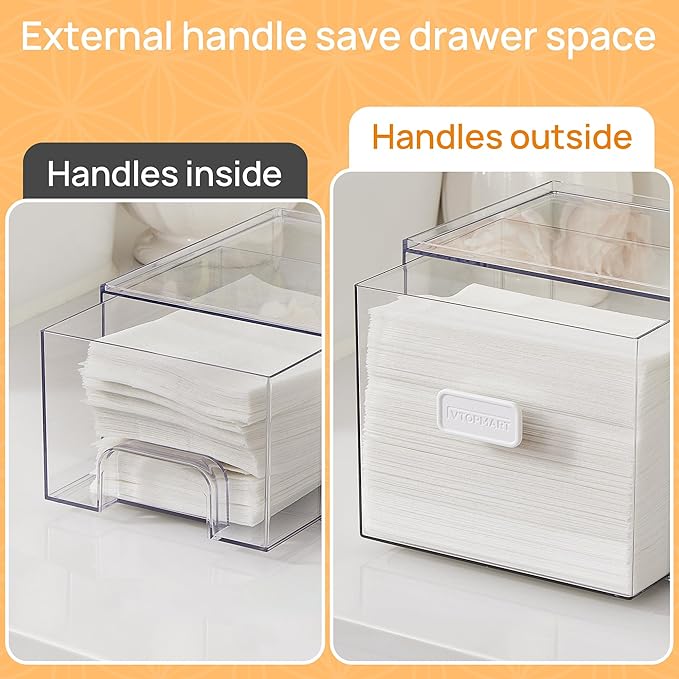 Vtopmart 2 Pack Dryer Sheet Holder and Laundry Pods Container,Clear Stackable Storage Drawers for Washing Powder, Scent Booster Beads, Color Catchers & Wool Balls, Ideal for Laundry Room Organization