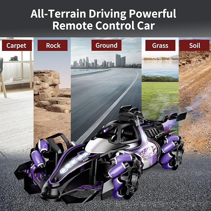 Gesture Sensing RC Stunt Car - Hand Controlled Remote Control Car 4WD Offroad 360° Rotation with Light Music Spray, RC Drift Car Toys for 6-12 Year Boys, Cool Birthday Gifts for Kids