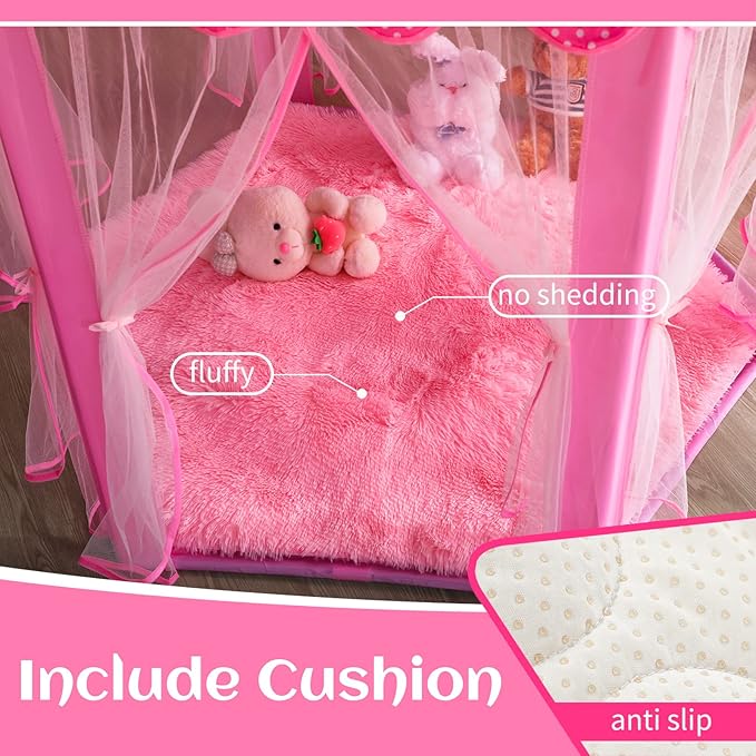 Princess Tent for Girls Indoor: with Rug, Star Lights - Pink Play Tent for Kids, Girls Toys for Indoor and Outdoor Games, Princess Castle Playhouse