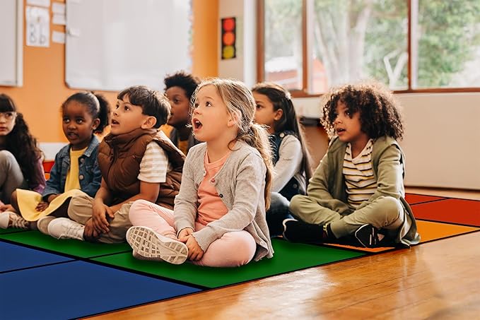 Classroom Rug Elementary 8'x12' Carpets Large Rainbow Rugs 24 Seats for Class