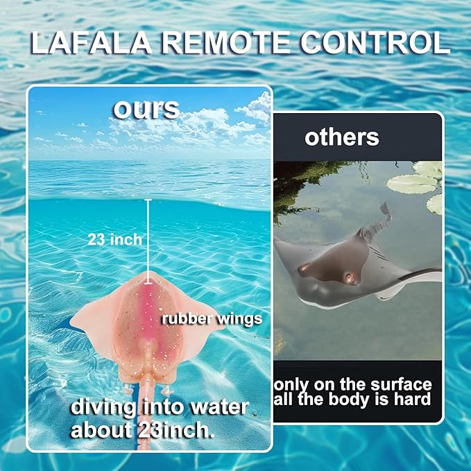 Pool Toys Remote Control Stingray Diving into Water High Simulation Robot Manta ray Lights Rechargeable Battery Remote Control Bathtub Summer Pool Toys Great Gift RC Boat for 8-12 Year Kids Pink