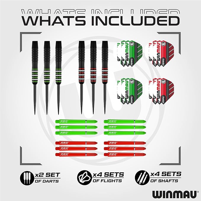 Winmau Darts - Masters Pro Premium Bristle Dartboard Set - Includes Dart Board, Darts, Flights, Shafts and Oche Strip - Professional Steel Tip Darts & Dart Board for Adults