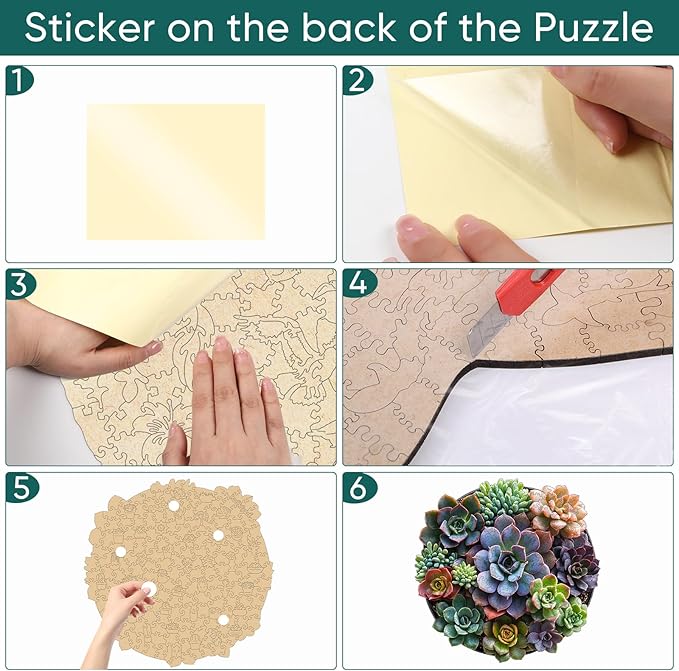 Succulent Wooden Puzzle Adult,200 Pieces Round Mandala Plants Puzzles,Extra Thick 5MM,Unique Shaped Liberty Jigsaw Puzzles for Adults and Kids, Family Game,Birthday Gifts,11.2x11.2 Inches