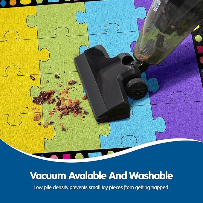 Booooom Jackson Classroom Rug 16 Seats 6'5"x8'5" Colorful Puzzle Seating Preschool Rug with Non-Slip Backing