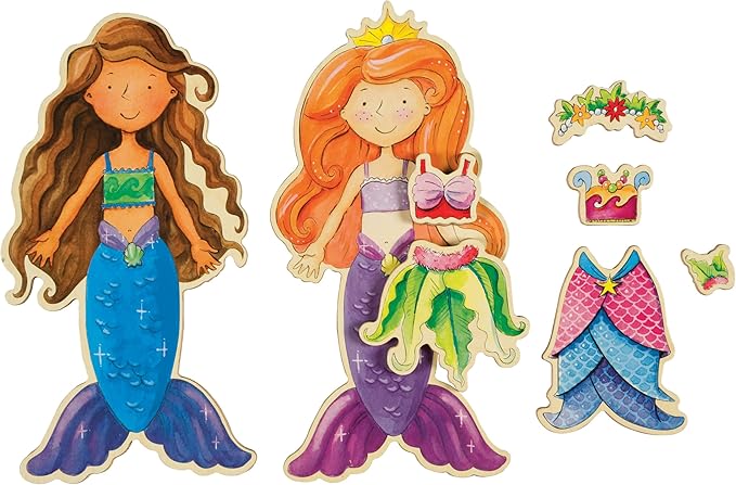Bendon TS Shure Mermaids Sea Life 40-Piece Wooden Magnetic Dress Up Doll 50460