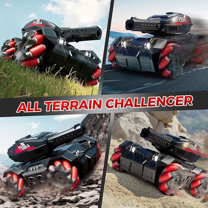 RC Car That Shoots BBS,Water Bullet Shooting RC Tank For Kids Adults 4WD Stunt Remote Control Car with 10500pcs Water Bombs Fast All Terrain Toy Car With 360°Rotating Gifts for Boys,40+Min Play