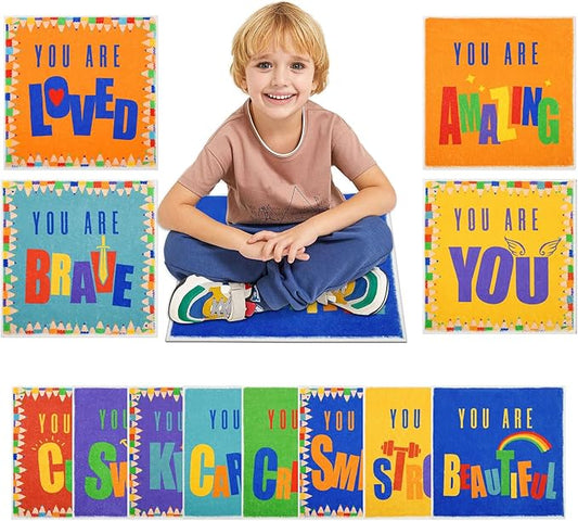HiiARug 12pcs Carpet Squares for Classroom 18x18 Inch Carpet Spots for Classroom Sitting Floor Seats for Kids Sit Spots for Classroom Kindergarten Playroom Decor