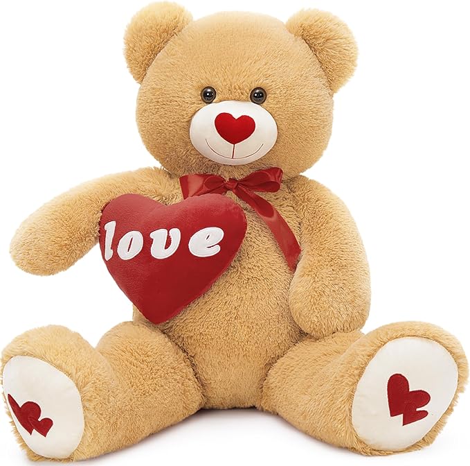MorisMos Love Heart Giant Teddy Bear, 33inch Red Love Stuffed Animal Large Bear Plush for Girlfriend, Soft Bear Gift for Boyfriend Kids,