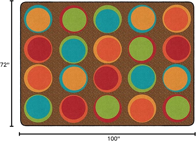 Flagship Carpets Sitting Spots Seating Rectangle Area Rug for Children's Classroom or Kids Playroom, and Home Learning Carpet, Seats 20, 6' x 8'4, Brown