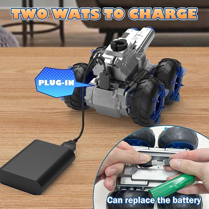 Amphibious Remote Control Car with Water Gun,Waterproof Monster Truck Toys,Rc Boat Summer Water Swimming Pool Toy,Gesture Sensing RC Stunt Cars,Birthday Gifts for Boys Girls Teens 8 9 10 11 12 13+ yrs