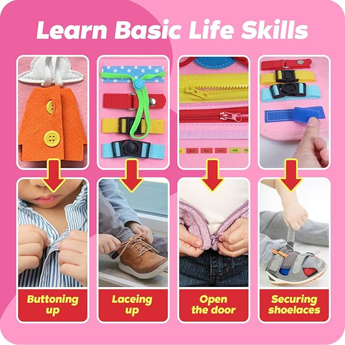 INKLAB Busy Board for Toddlers 1-3, Toddler Montessori Toys Age 3, Learning Toys for Toddlers 1 2 3 Years, Busy Board for 1 Year Old