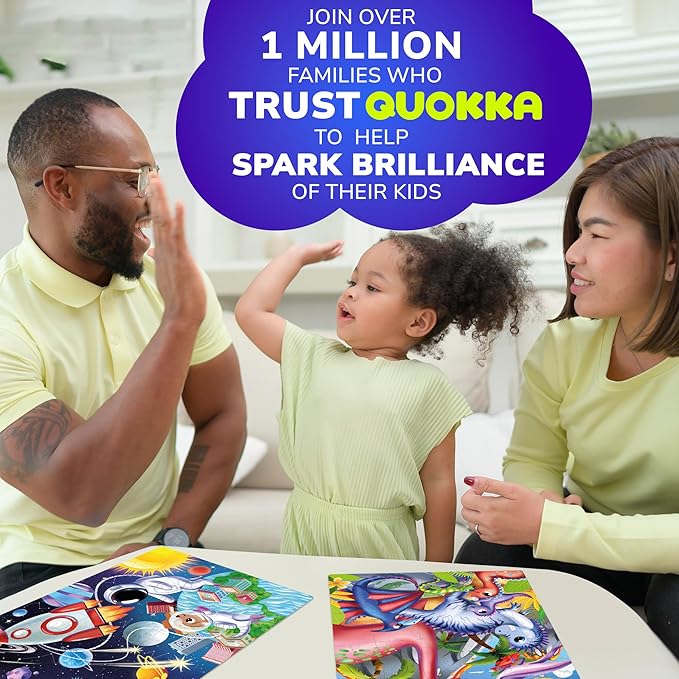 QUOKKA Puzzles for Kids Ages 4-6 - Set of 4x60 Jigsaw Puzzles for Toddlers 3-5 - Space, Dino, Firefighters Toys for Children 6-8 yo - Gift Educational Game for Boys & Girls