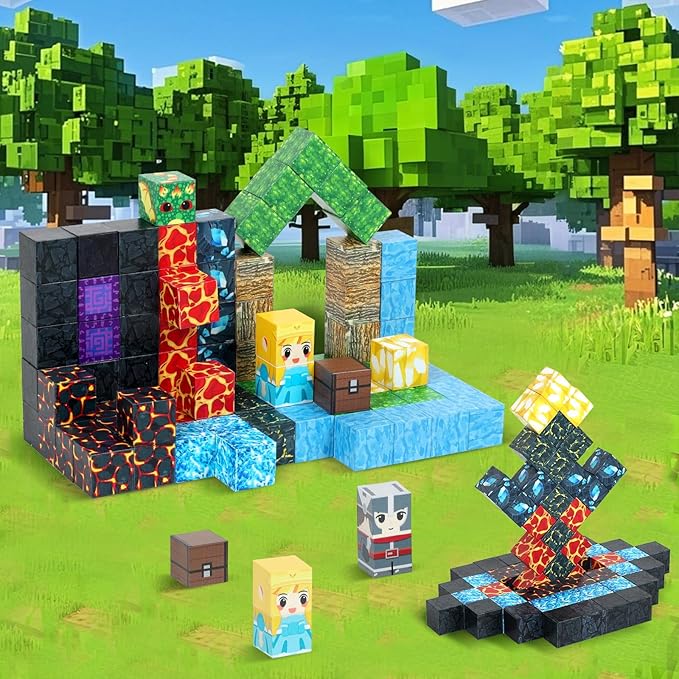Magnetic Blocks, 3D Building Toys Set for Kids,Sensory Magnetic Cubes for Montessori Toddler,DIY Blocks Gift for Boys and Girls