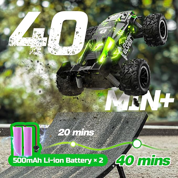 DEERC RC Cars Remote Control Car for Boys Age 8-12, Glowing Eagle RC Truck W/ 2 Rechargeable Batteries for 40 Min Play, 2.4Ghz All Terrain Off-Road Monster Truck Toys for Kids Birthday Xmas Gift