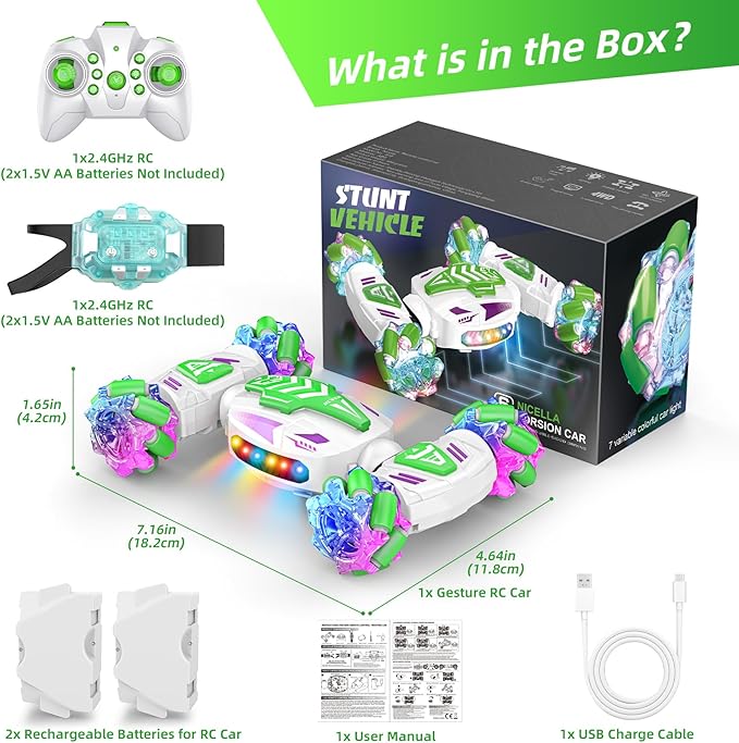 Gesture Sensing RC Stunt, Remote Control Car 360° Rotating 4WD 2.4Ghz RC Cars Transform Hand Controlled Car Toys with Light & Music, Best Gifts for Boys Age 6-7 8-12