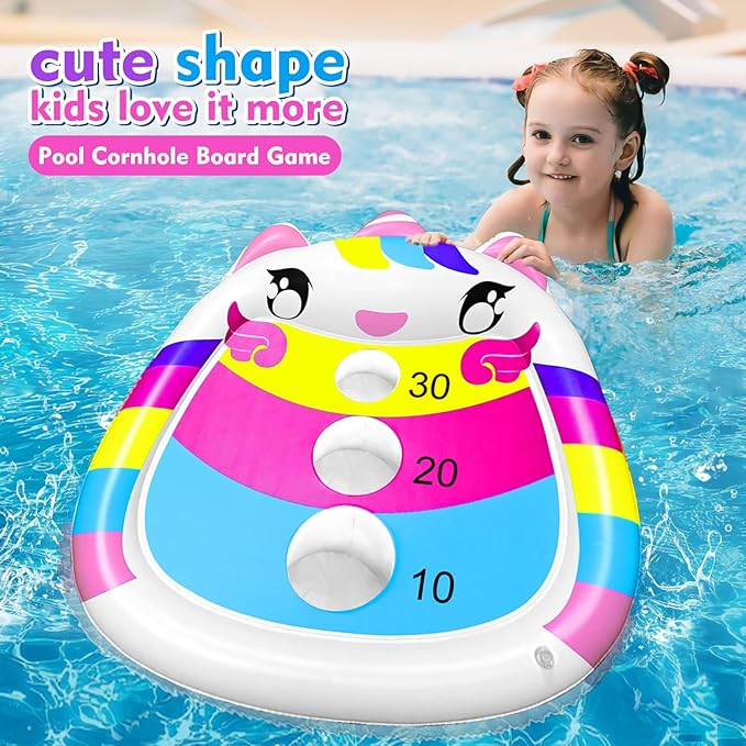 Unicorn Kids Fun Pool Toys,Inflatable Cornhole Board Floating Water Game Outdoor Swim Play for Adults Family,Cool Summer Party Gift for 6 7 8 9 10 12 Year Old Boy Girl Teen