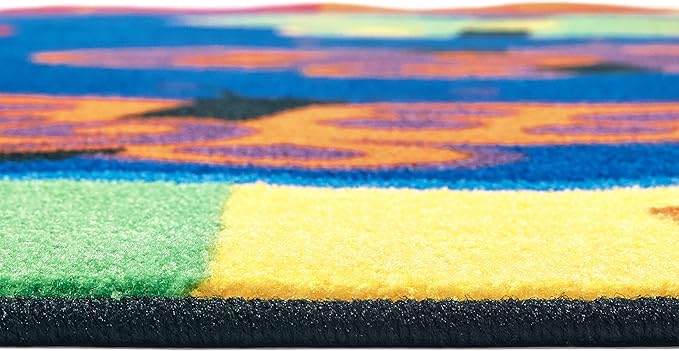 Carpets for Kids 3503 KIDSoft 123 ABC Butterfly Fun Classroom Counting Rug 3ft 10ft x 5ft 5ft Oval Blue