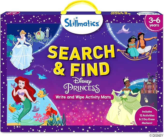 Skillmatics Search and Find Disney Princess Educational Game - Reusable Preschool Learning Activities, Perfect for Toddlers & Kids Who Love Toys, Art & Crafts, Gifts for Boys & Girls Ages 3, 4, 5, 6