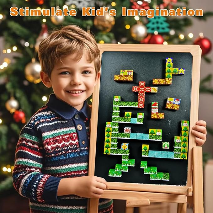 100pcs Magnetic Blocks, Mine World Building Blocks Craft Cubes for Kids 3+, Boys and Girls - 0.8IN Puzzles Toys