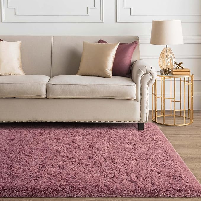 Ompaa Fluffy Rug, Super Soft Fuzzy Area Rugs for Bedroom Living Room - 6' x 9' Large Plush Furry Shag Rug - Kids Playroom Nursery Classroom Dining Room Decor Floor Carpet, Blush