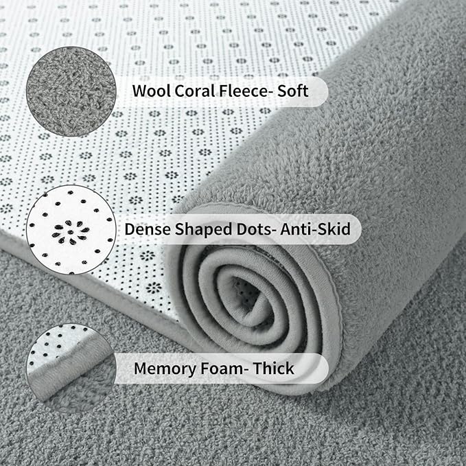 FlyDOIT Area Rugs for Bedroom Living Room, 7x10 Grey Super Soft Comfy Thickened Memory-Foam Indoor Carpets, Modern Aesthetic Minimalist Carpet for Boys Girls Adults Apartment Nursery Home Décor