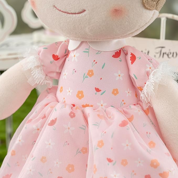 Gloveleya Baby Girl Gift Soft First Baby Doll Plush Doll Floral Pink 16"