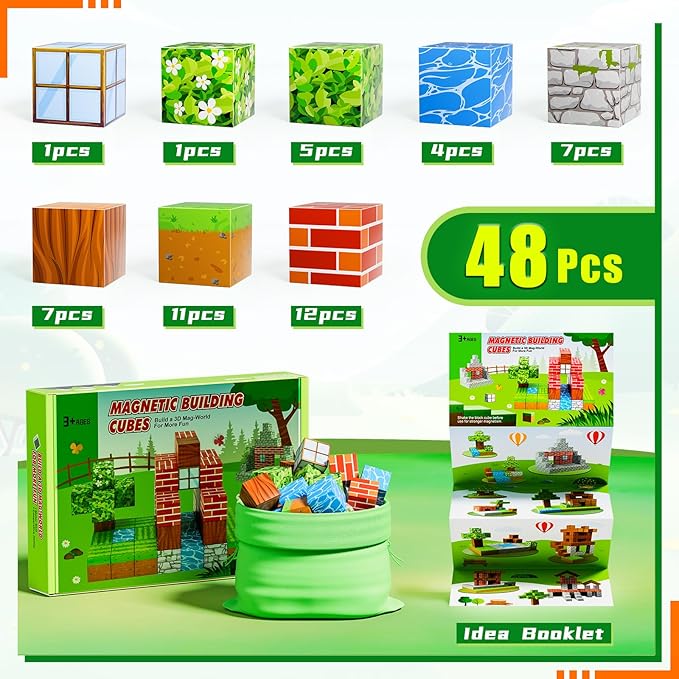 Magnetic Blocks - Build Magnet World Edition, Magnetic Blocks for Kids Ages 3-4, 4-8, Magnetic Toys for Boys & Girls, STEM Montessori Sensory Toys for Toddlers Gifts for 3+ Years Old