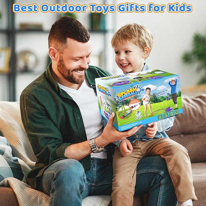 3 in 1 Water Baseball Summer Toys Sprinkler for Kids, Toddler Outdoor Toys Sprinklers for Yard with 2 Sprinkler Heads, 360° Roating Water Toys Attache to Garden Hose Backyard Pool Party Outdoor Games