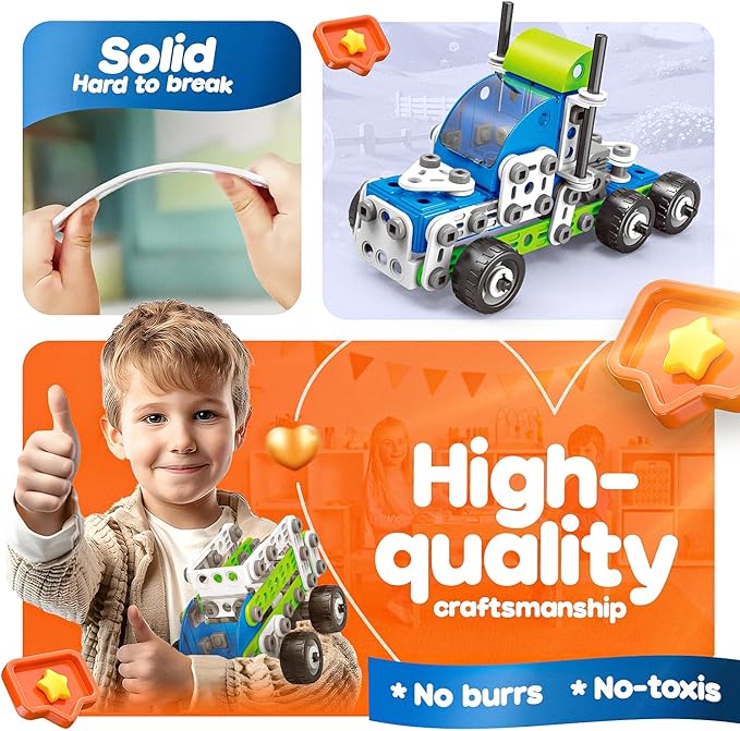 18 in 1 STEM Toys, SMIESSKIDDO 175 PCS Building Toys for Kids Ages 4-8 5-7 6-8 Educational Activities for Boys 4-6 8-10 Construction Creative Games Birthday Gifts for 4 5 6 7 8+ Year Old Boy Girl