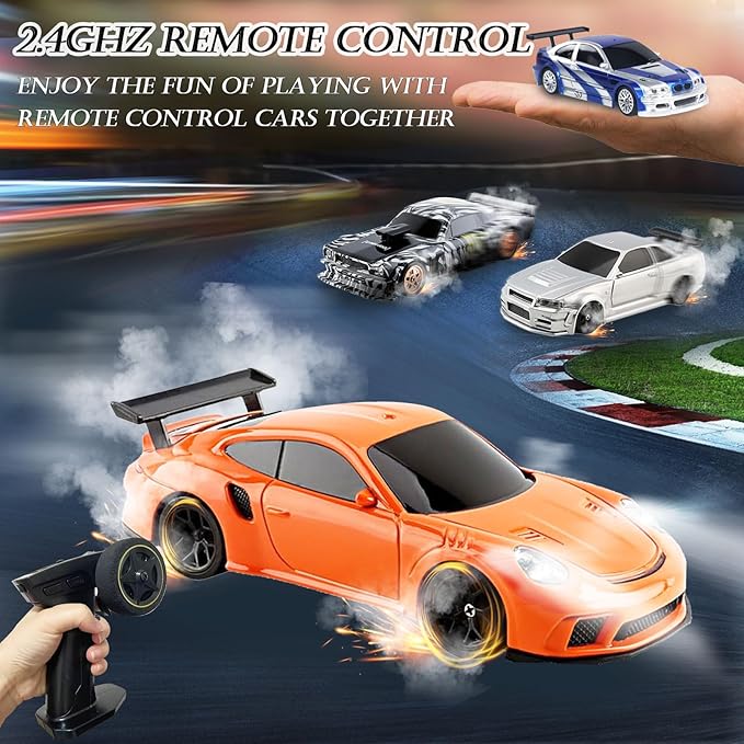 1/43 Mini RC Drift Car with Gyroscope, 2.4GHz Full Proportional High Speed Remote Control Car, RTR 4WD Fast RC Cars with LED Lights Racing Tires, Hobby RC Cars Toy Model Gift for Adults, Kids, Boys
