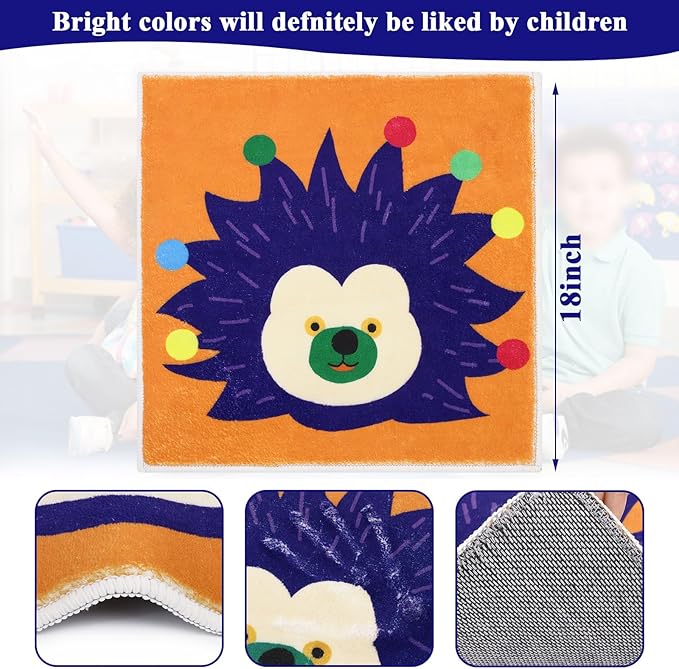 HiiARug Carpet Squares for Classroom Sitting, Kids Rug for Reading, Hopscotch, Playroom, Flexible Floor Seats for Classroom, Preschool, Daycare,Elementary 8 pcs, 18"x18",Multicolor