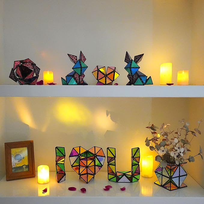 TOSY Magnet Pyramid Glow - 1 Cube Transforms into 1 Billion Shapes, 12 Pieces, 243 Rare Earth Magnets, Glowing, Holographic Design Magnet Tiles Creative Puzzle STEAM Toy