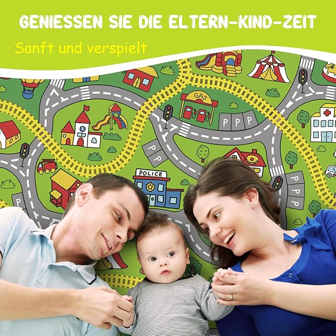 Kids Carpet Car Rug Play Mat, 4x6 Ft Classroom Carpet, Soft Floor Mats for Kids, Learning Area Rug for Kids, Non Slip Road Rug for Toddlers