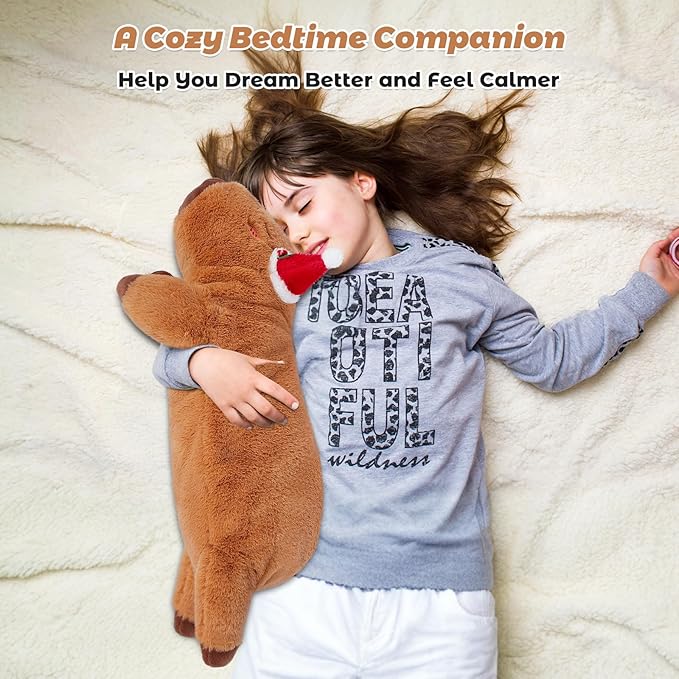 Bobbie & Laxi 25" & 4.5 lbs Capybara Weighted Stuffed Animals, Cuddly & Soft Kids' Plush Toy Pillows for Companion, Large Plushies with Removable Ceramsite Bag, Gifts for Adults, Kids, Boys and Girls