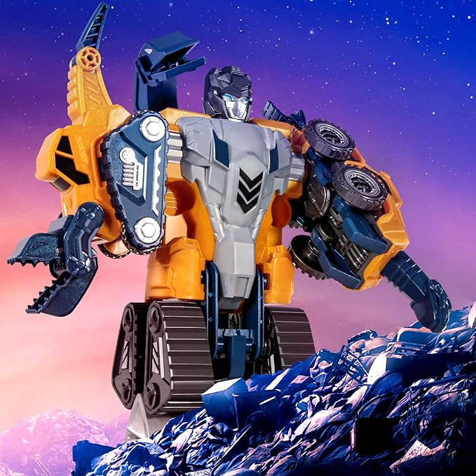 MIEBELY Toddler Robot Construction Vehicles Set – 5Pcs Transforming Robots for Kids - Magnetic Toys with Sturdy Connectors – Easy DIY Assembly Function – 5-in-1 Educational STEM Toys