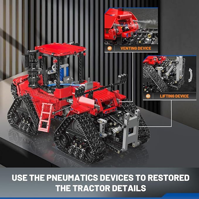 Mould King 18020 Tractor Building Blocks Toy, Remote Control Crawler Tractor with 4 Motors, Construction Vehicles Model for Kids/Adults (1698 Pieces)