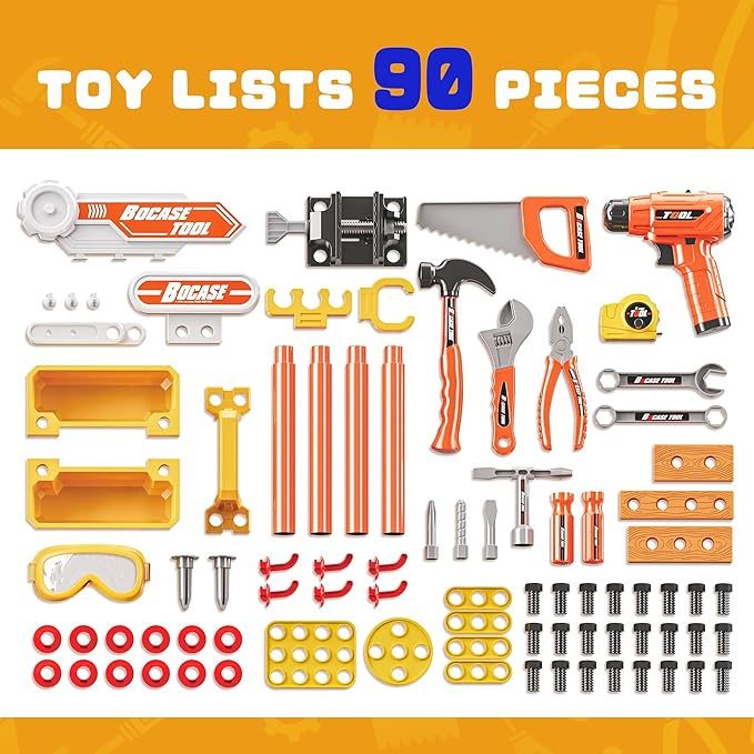 Toy Choi's Kids Tool Bench - 4 in 1 Kids Workbench with Electric Drill, Pretend Play Gift for Boys & Girls Age3-5 4-8