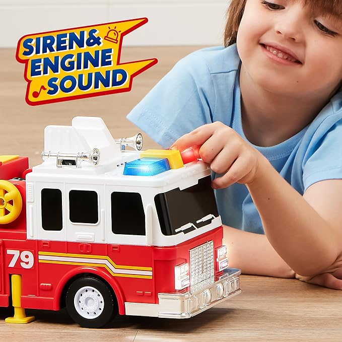 JOYIN Extra Large Fire Truck Toys for Boys Girls with 33-inch Ladder, Lights, Realistic Sirens & Button, Big Firetruck Engine for Toddlers 3+, Christmas Birthday Gift